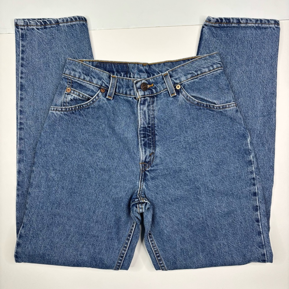 Vintage 1997 Levi's 950 Orange Tag Tapered Y2K Mom Jeans Medium Blue Cotton USA